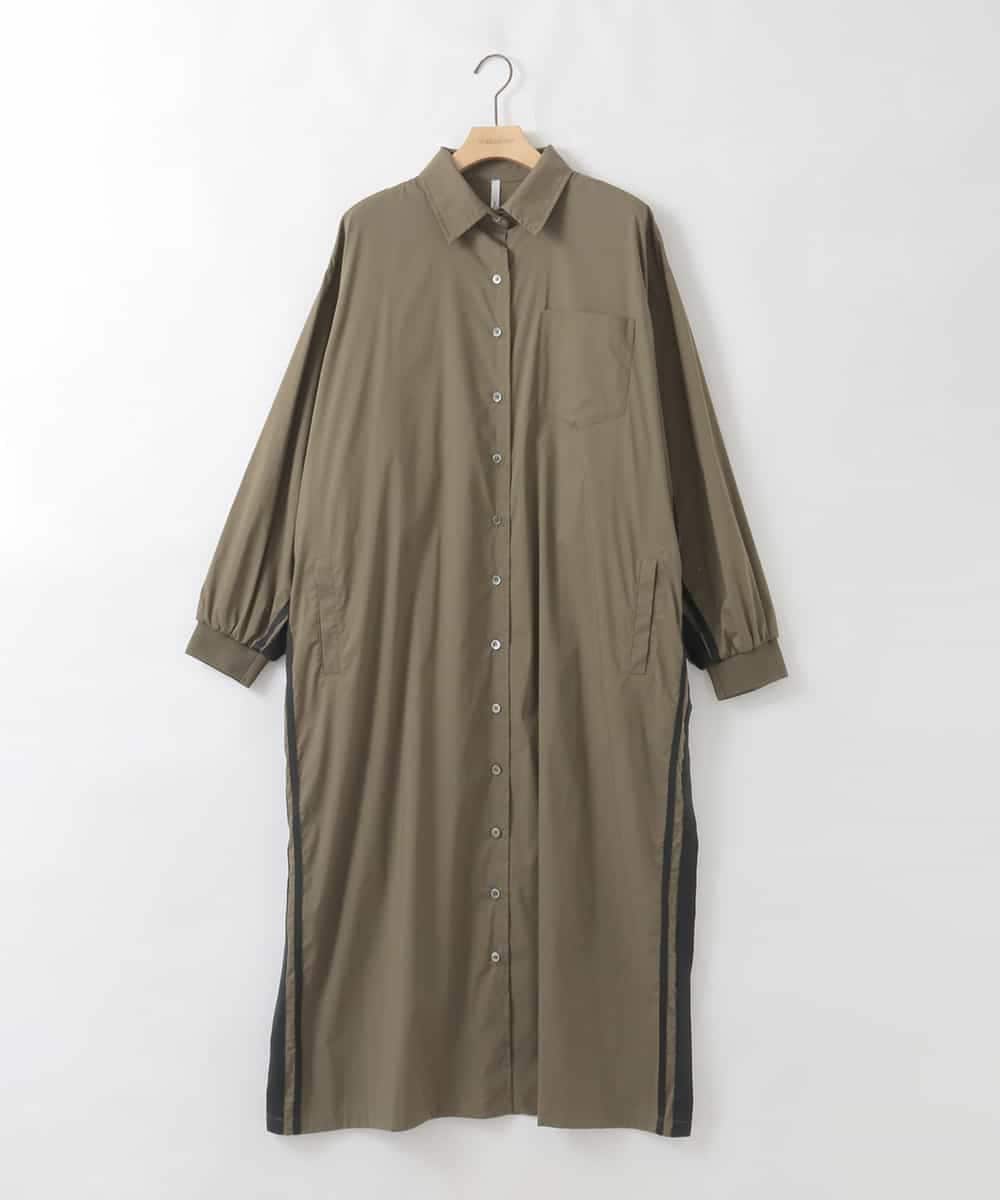 ZMEAE29160 al'aise modulation(アレーズモジュレーション) 配色ラインシャツワンピース カーキ