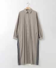 ZMEAE29160 al'aise modulation(アレーズモジュレーション) 配色ラインシャツワンピース グレー