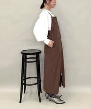 ZMEAE30190 al'aise modulation(アレーズモジュレーション) ピンストライプIラインジャンパースカート ブラウン