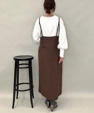 ZMEAE30190 al'aise modulation(アレーズモジュレーション) ピンストライプIラインジャンパースカート ブラウン