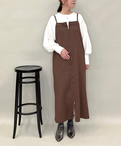 ZMEAE30190 al'aise modulation ピンストライプIラインジャンパースカート