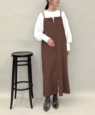 ZMEAE30190 al'aise modulation(アレーズモジュレーション) ピンストライプIラインジャンパースカート ブラウン