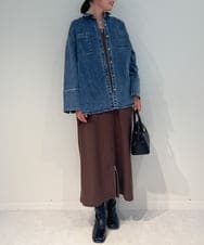 ZMEAE30190 al'aise modulation(アレーズモジュレーション) ピンストライプIラインジャンパースカート ブラウン