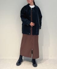 ZMEAE30190 al'aise modulation(アレーズモジュレーション) ピンストライプIラインジャンパースカート ブラウン