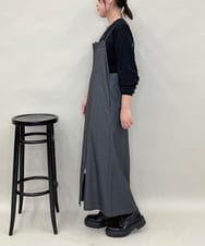 ZMEAE30190 al'aise modulation(アレーズモジュレーション) ピンストライプIラインジャンパースカート ダークグレー