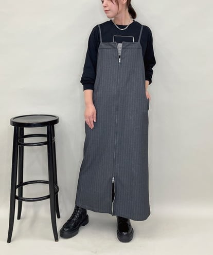 ZMEAE30190 al'aise modulation ピンストライプIラインジャンパースカート