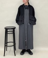 ZMEAE30190 al'aise modulation(アレーズモジュレーション) ピンストライプIラインジャンパースカート ダークグレー