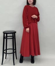 ZMEAE32200 al'aise modulation(アレーズモジュレーション) 【洗える】セットアップ風ニットジョイントワンピース レッド