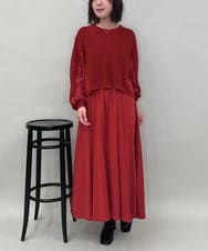 ZMEAE32200 al'aise modulation(アレーズモジュレーション) 【洗える】セットアップ風ニットジョイントワンピース レッド