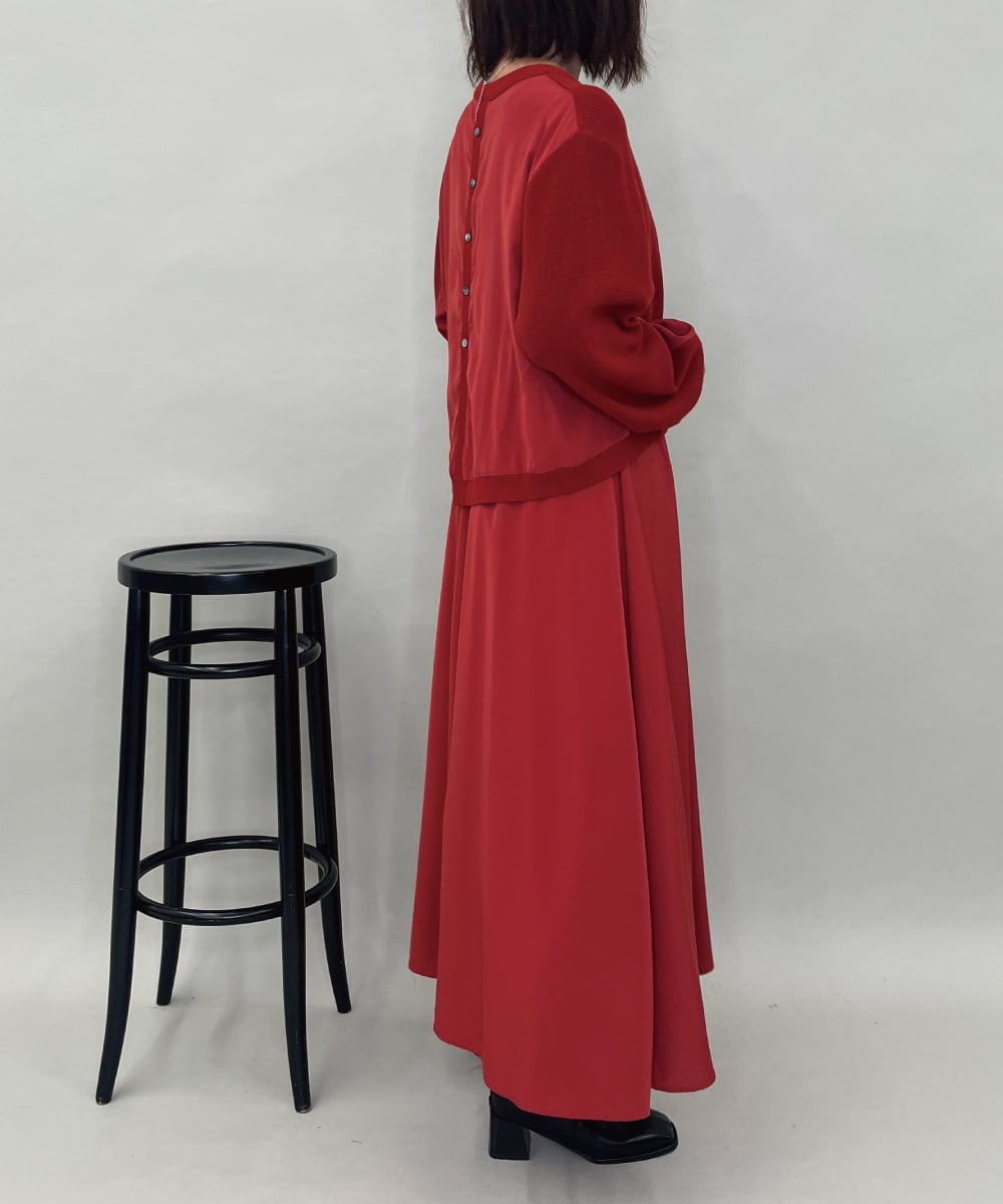 ZMEAE32200 al'aise modulation(アレーズモジュレーション) 【洗える】セットアップ風ニットジョイントワンピース レッド