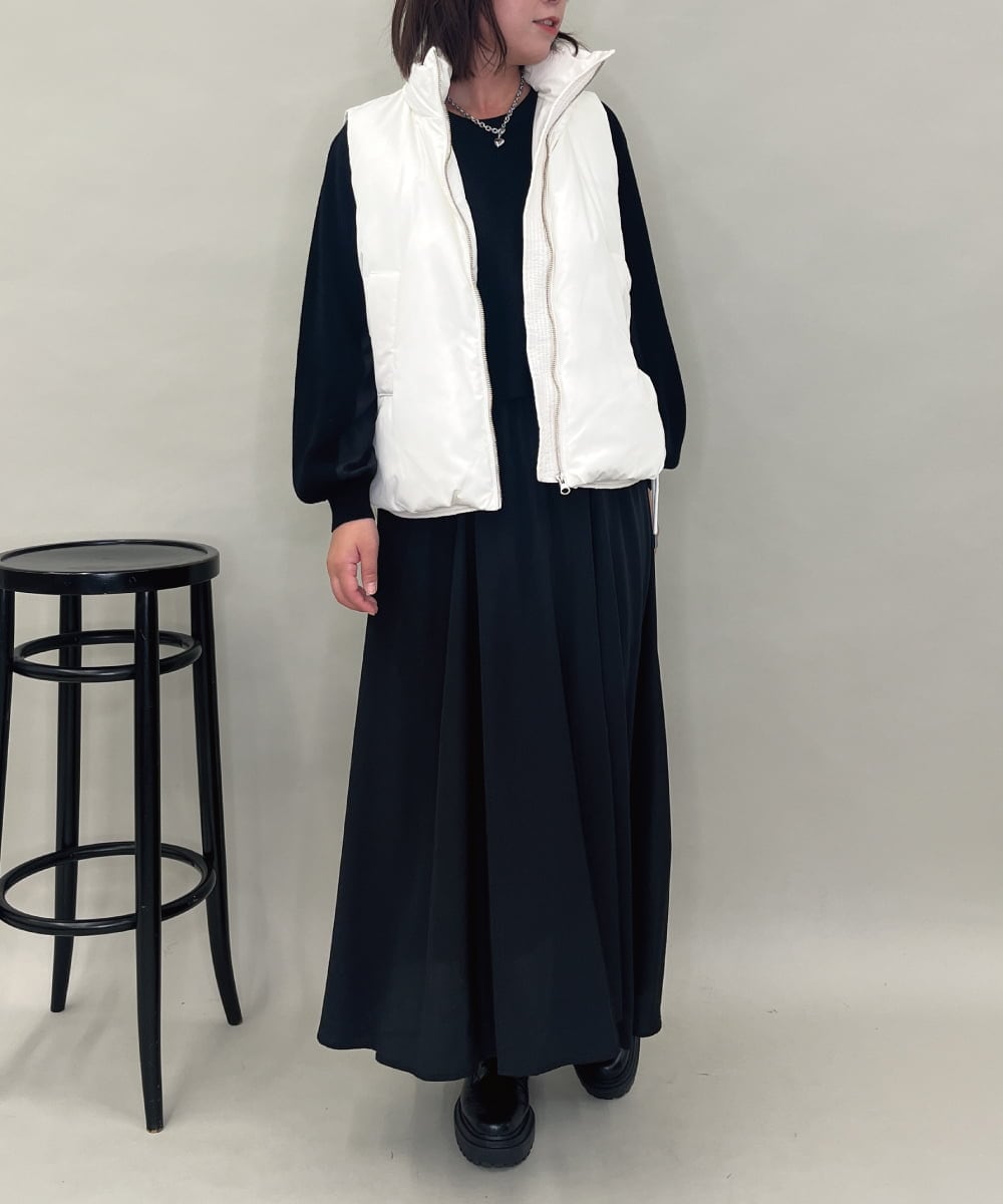 ZMEAE32200 al'aise modulation(アレーズモジュレーション) 【洗える】セットアップ風ニットジョイントワンピース ブラック