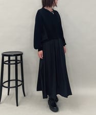 ZMEAE32200 al'aise modulation(アレーズモジュレーション) 【洗える】セットアップ風ニットジョイントワンピース ブラック