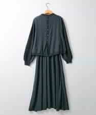 ZMEAE32200 al'aise modulation(アレーズモジュレーション) 【洗える】セットアップ風ニットジョイントワンピース ダークグレー