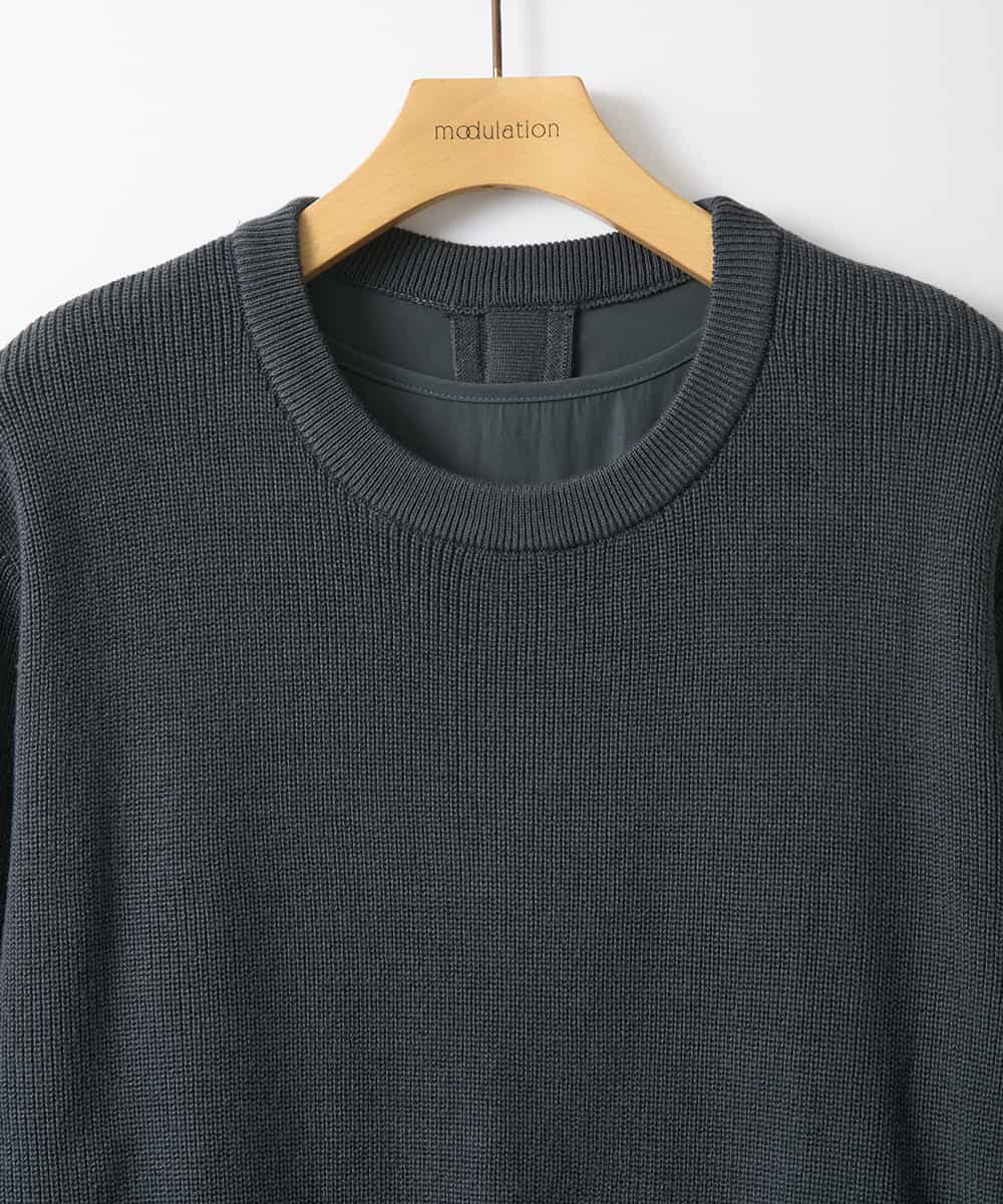 ZMEAE32200 al'aise modulation(アレーズモジュレーション) 【洗える】セットアップ風ニットジョイントワンピース ダークグレー