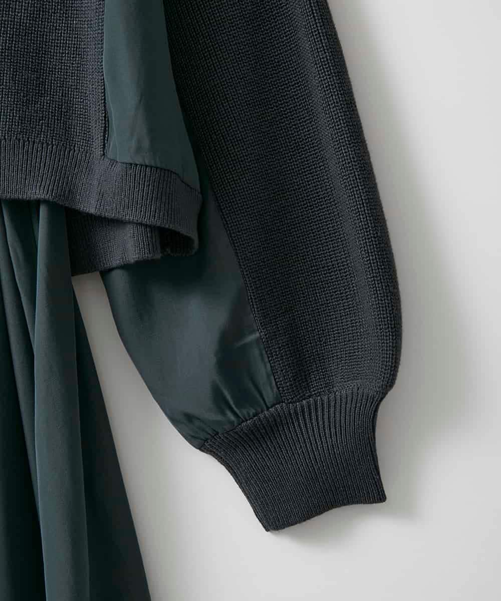 ZMEAE32200 al'aise modulation(アレーズモジュレーション) 【洗える】セットアップ風ニットジョイントワンピース ダークグレー