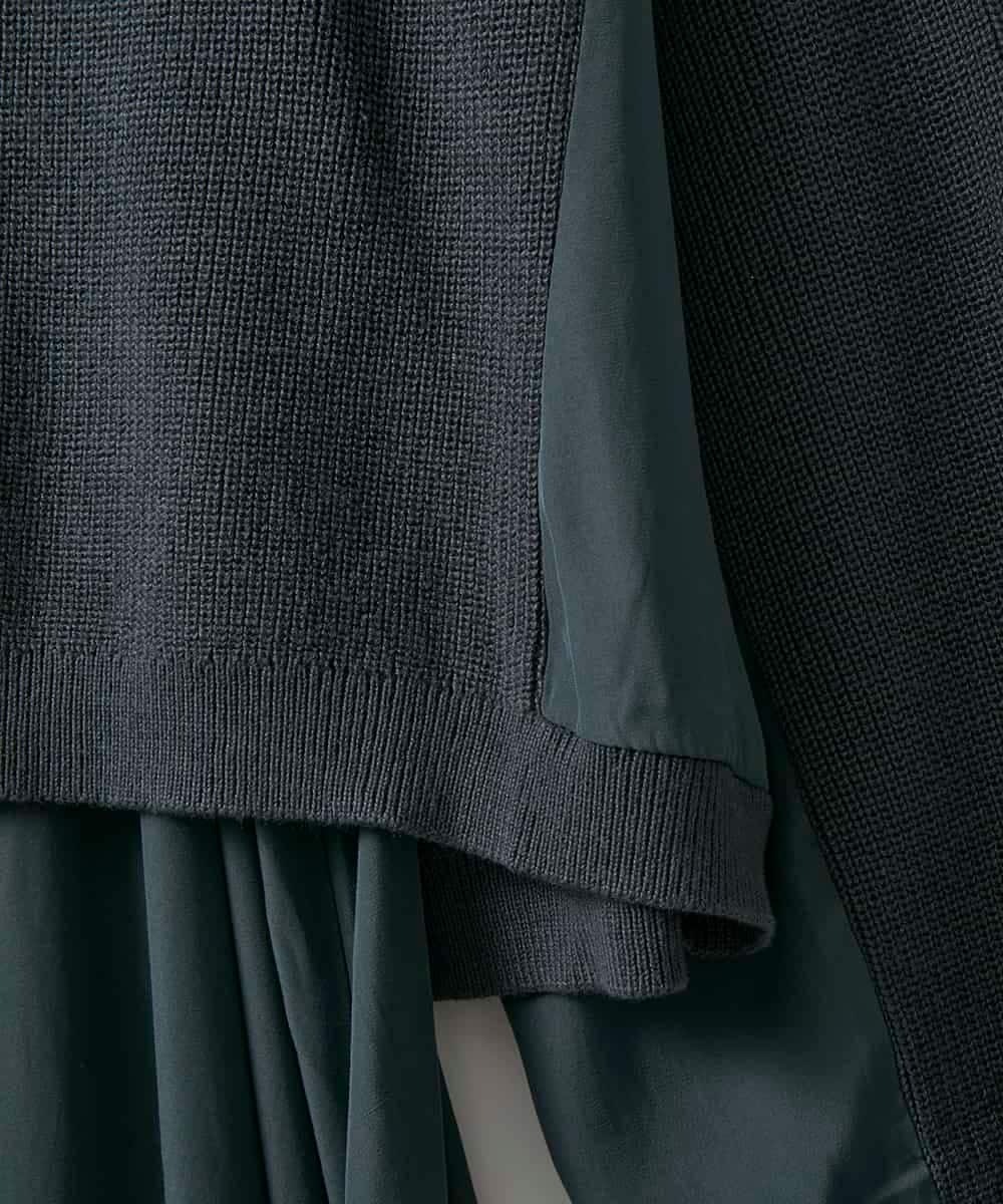 ZMEAE32200 al'aise modulation(アレーズモジュレーション) 【洗える】セットアップ風ニットジョイントワンピース ダークグレー