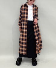 ZMEAE34168 al'aise modulation(アレーズモジュレーション) オンブレチェックシャツワンピース ネイビー