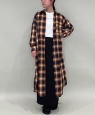 ZMEAE34168 al'aise modulation(アレーズモジュレーション) オンブレチェックシャツワンピース ネイビー