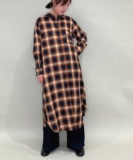 ZMEAE34168 al'aise modulation(アレーズモジュレーション) オンブレチェックシャツワンピース ネイビー