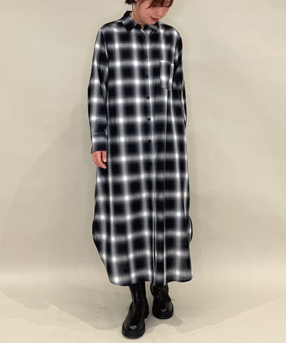 ZMEAE34168 al'aise modulation オンブレチェックシャツワンピース