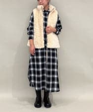 ZMEAE34168 al'aise modulation(アレーズモジュレーション) オンブレチェックシャツワンピース ブラック