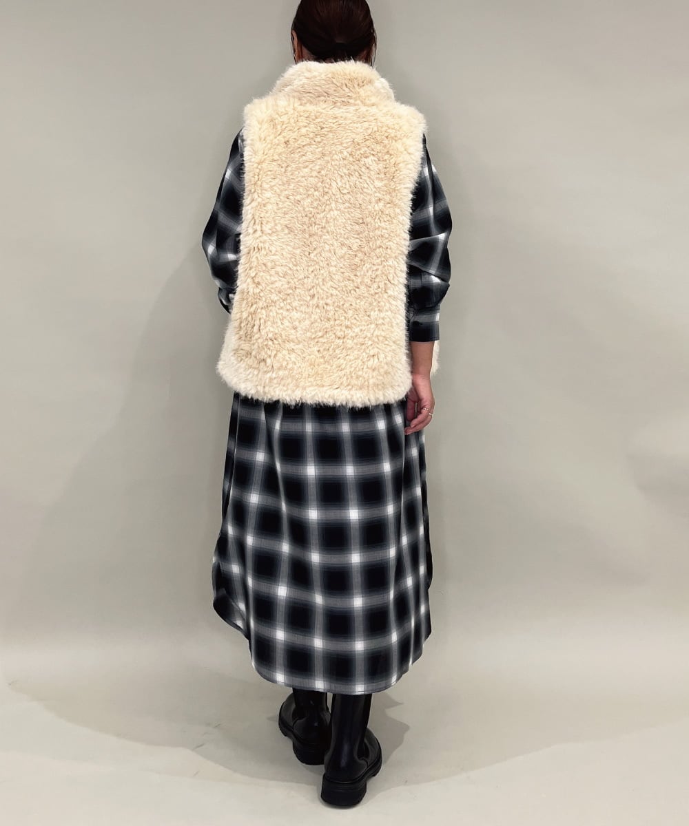 ZMEAE34168 al'aise modulation(アレーズモジュレーション) オンブレチェックシャツワンピース ブラック