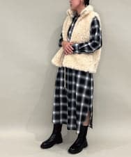 ZMEAE34168 al'aise modulation(アレーズモジュレーション) オンブレチェックシャツワンピース ブラック