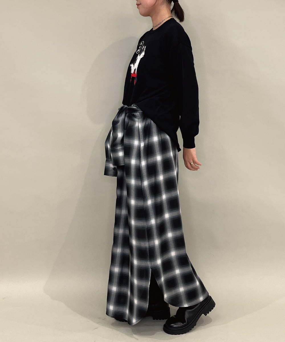 ZMEAE34168 al'aise modulation(アレーズモジュレーション) オンブレチェックシャツワンピース ブラック