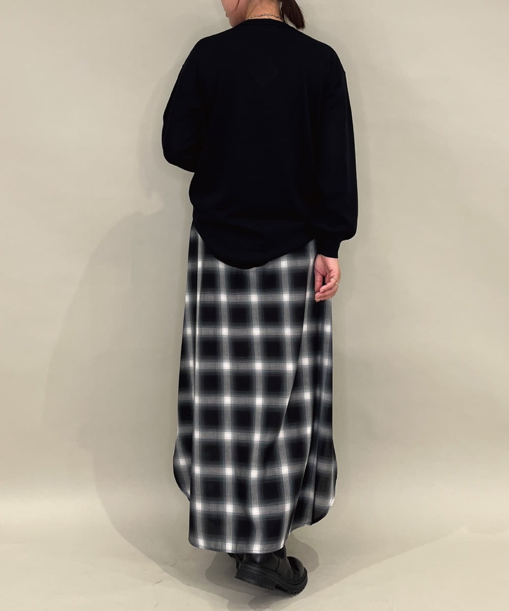 ZMEAE34168 al'aise modulation(アレーズモジュレーション) オンブレチェックシャツワンピース ブラック