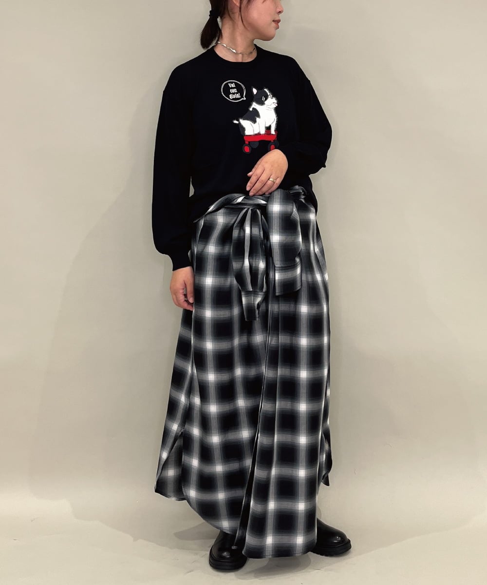 ZMEAE34168 al'aise modulation(アレーズモジュレーション) オンブレチェックシャツワンピース ブラック