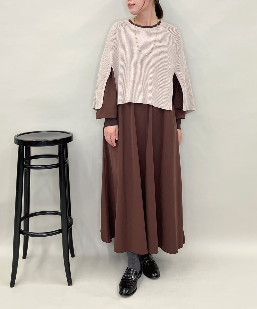 ZMEAE35180 al'aise modulation(アレーズモジュレーション) ギャザースリーブワンピース ブラウン