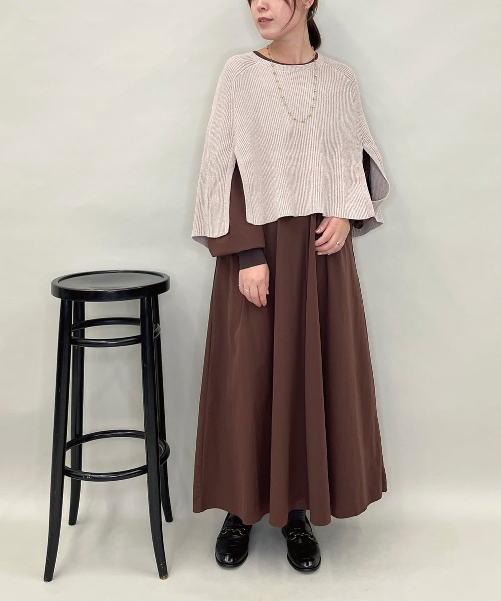 ZMEAE35180 al'aise modulation(アレーズモジュレーション) ギャザースリーブワンピース ブラウン