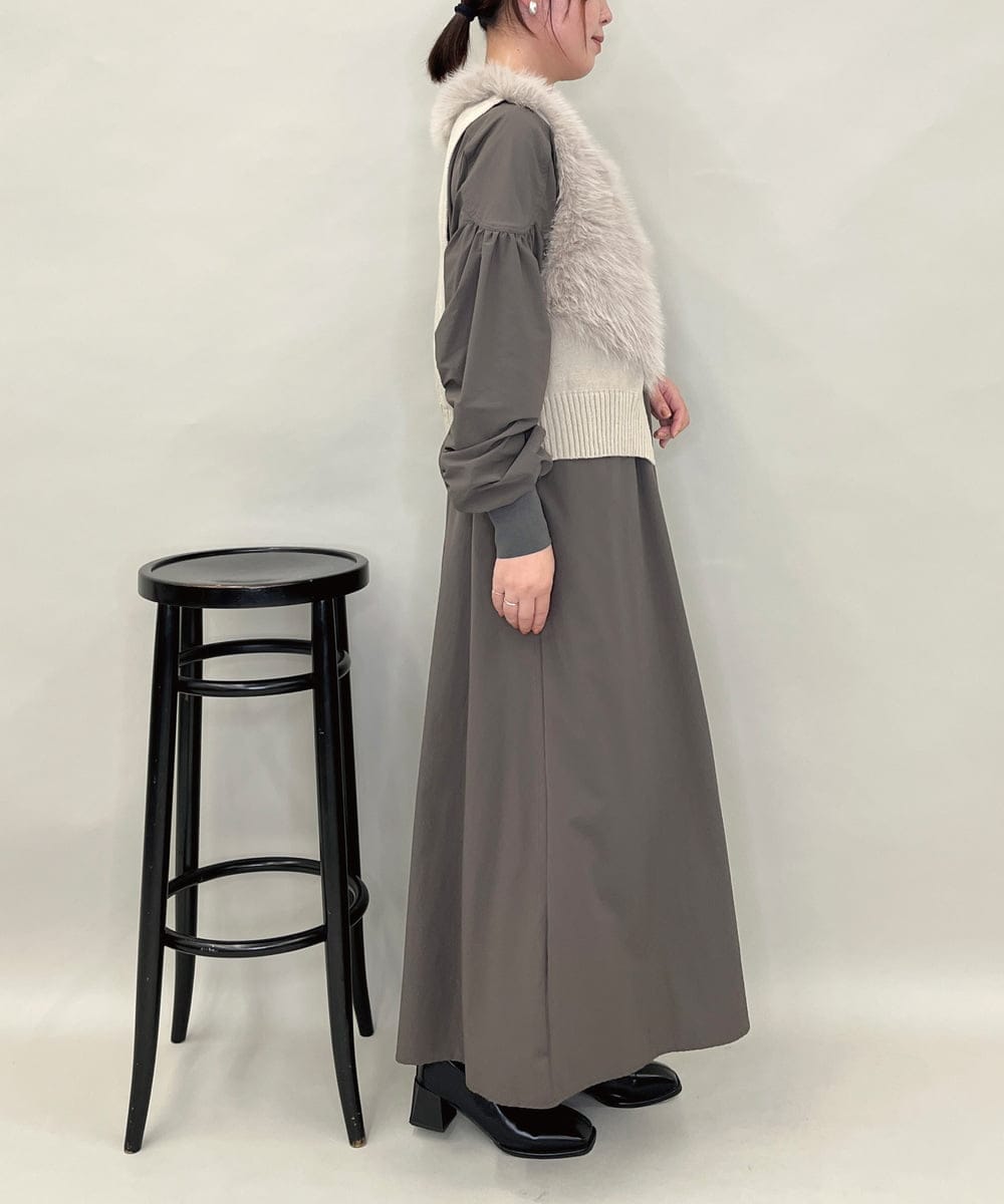 ZMEAE35180 al'aise modulation(アレーズモジュレーション) ギャザースリーブワンピース ダークグレー