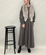 ZMEAE35180 al'aise modulation(アレーズモジュレーション) ギャザースリーブワンピース ダークグレー