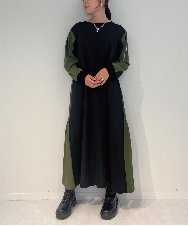 ZMEAE36170 al'aise modulation(アレーズモジュレーション) 異素材ドッキングジャージーワンピース カーキ