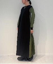 ZMEAE36170 al'aise modulation(アレーズモジュレーション) 異素材ドッキングジャージーワンピース カーキ