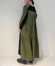 ZMEAE36170 al'aise modulation(アレーズモジュレーション) 異素材ドッキングジャージーワンピース カーキ