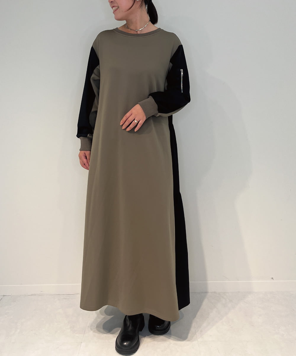 異素材ドッキングジャージーワンピース(ワンピース) | al'aise