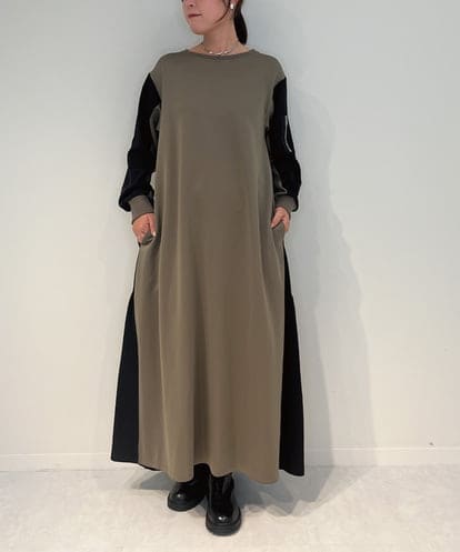 ZMEAE36170 al'aise modulation 異素材ドッキングジャージーワンピース