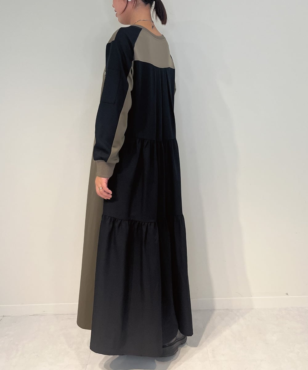 ZMEAE36170 al'aise modulation(アレーズモジュレーション) 異素材ドッキングジャージーワンピース ベージュ