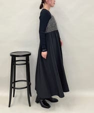 ZMEAE37128 al'aise modulation(アレーズモジュレーション) ラメシャギーニットドレスワンピース ブラック