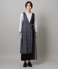 ZMEAH32158 al'aise modulation(アレーズモジュレーション) ブロッキングデザインラップ風ジャンパースカート ブルー