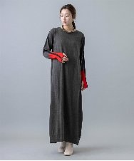 ZMEAH41170 al'aise modulation(アレーズモジュレーション) 【洗える】袖配色ラインワンピース ダークグレー