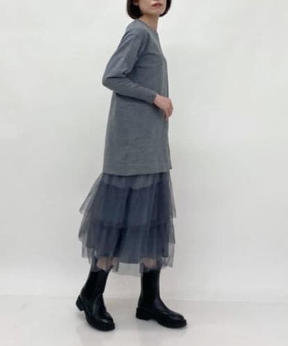 ZMEAW04190 al'aise modulation ニット×ティアードチュールワンピース