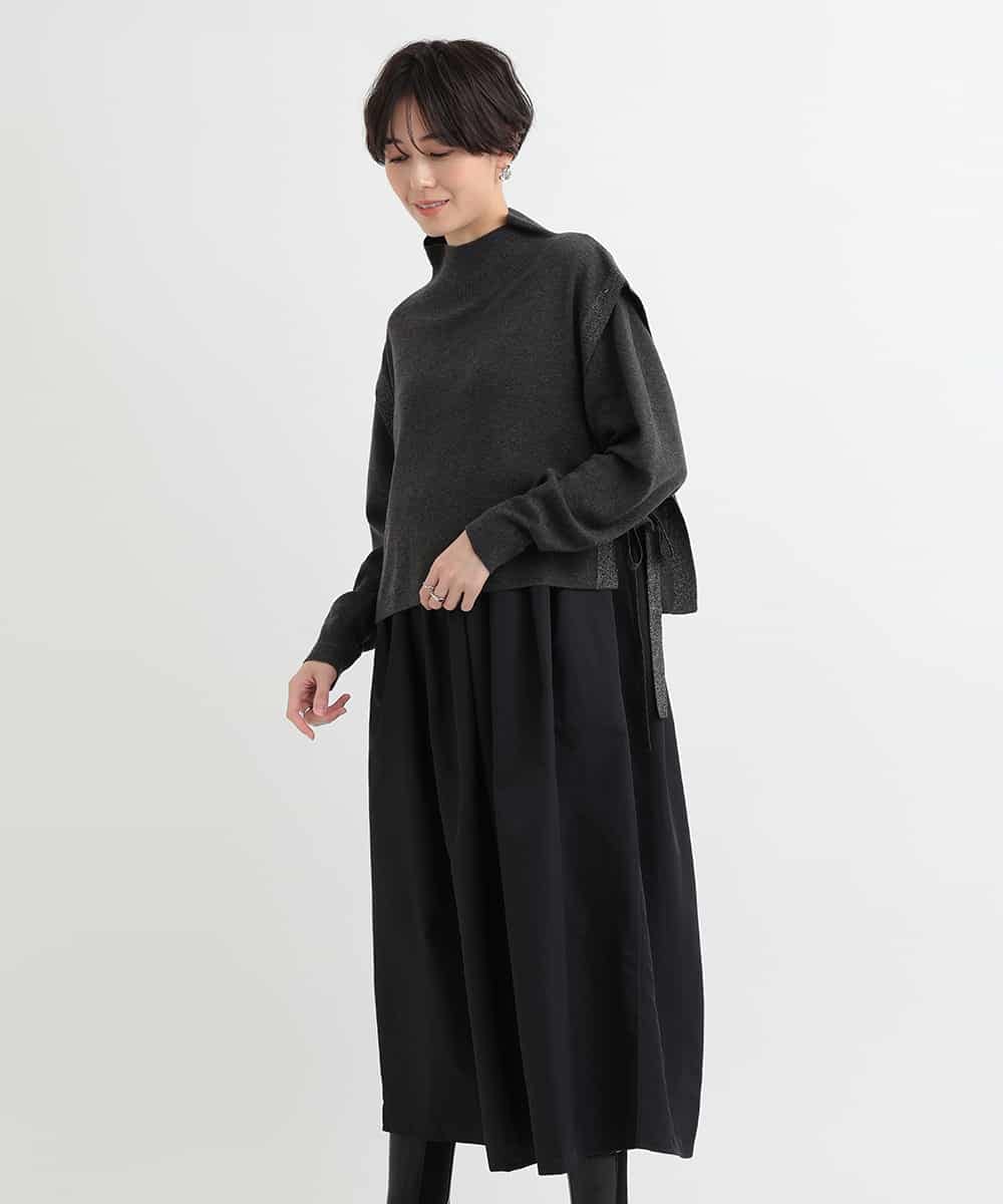 セットアイテム】異素材ドッキングワンピース×ラメニットベスト
