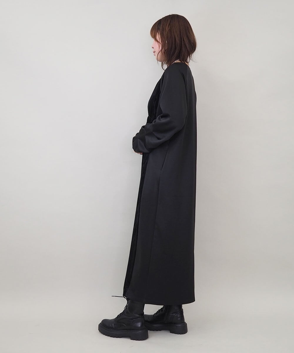 ZMECE01130 al'aise modulation(アレーズモジュレーション) ベロアジョイントジャージーワンピース ブラック