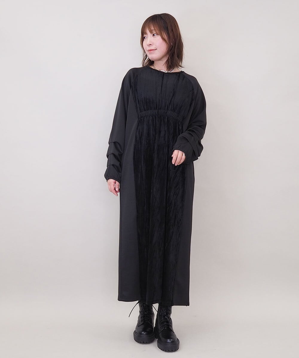 ZMECE01130 al'aise modulation ベロアジョイントジャージーワンピース