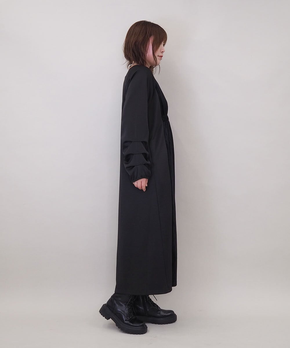 ZMECE01130 al'aise modulation(アレーズモジュレーション) ベロアジョイントジャージーワンピース ブラック