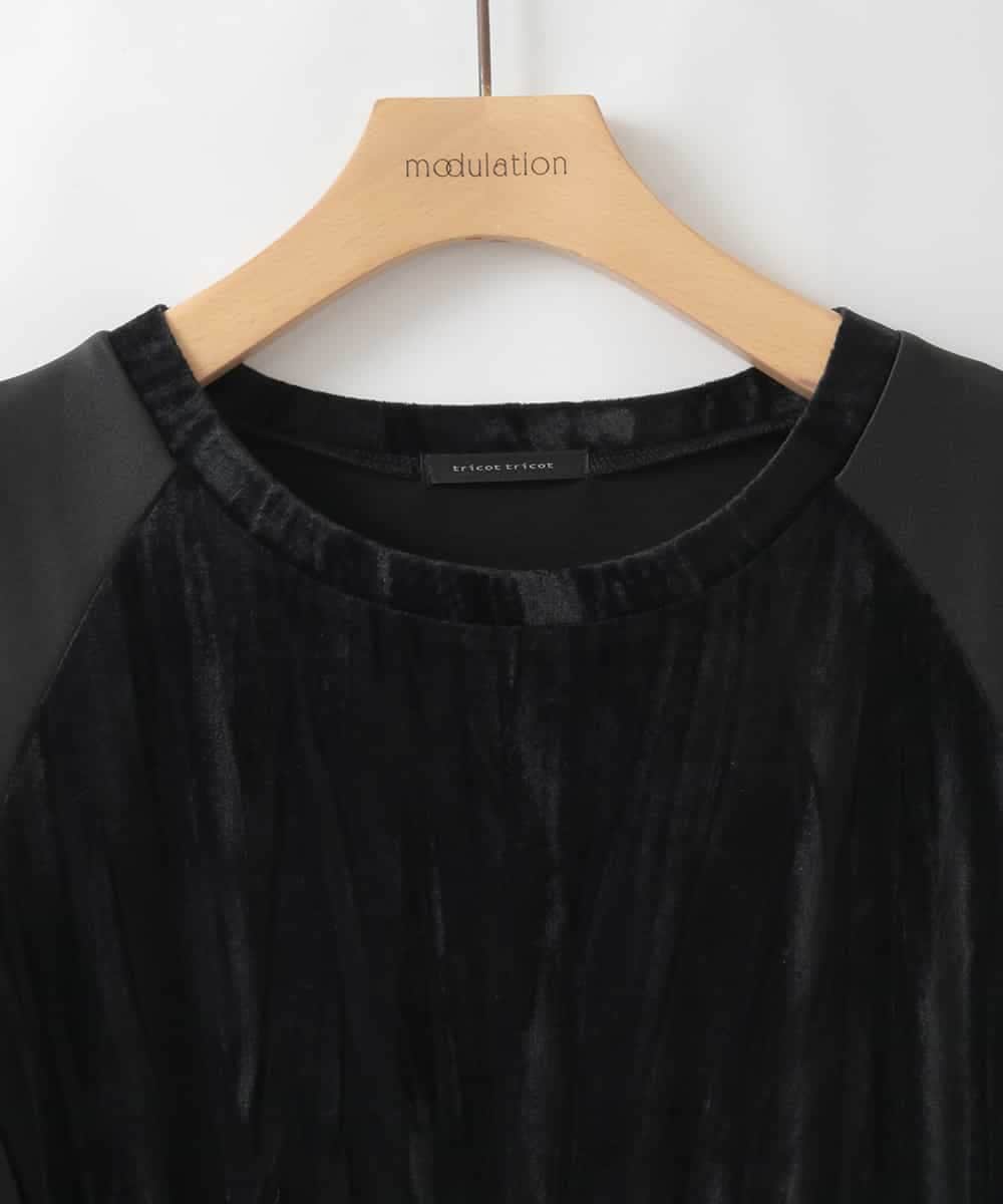 ZMECE01130 al'aise modulation(アレーズモジュレーション) ベロアジョイントジャージーワンピース ブラック