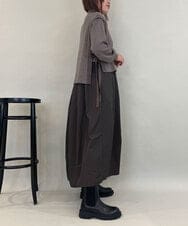 ZMECE02180 al'aise modulation(アレーズモジュレーション) 【セットアイテム】サイドリボンニットベスト×切り替えフレアワンピース ブラウン